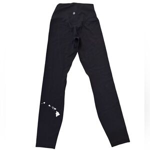 Rare Lululemon Sz 2 Black Leggings with White Hawaii Island Graphic (flaw)